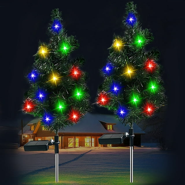 Solar Christmas Tree Lights, Waterproof Outdoor Landscape Pathway ...