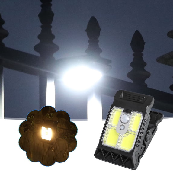 Solar Clip Lamp with Human Body Sensing | Solar Charging | Waterproof Outdoor Indoor Wall Light | Warm White | Wireless Easy Install | Intelligent Light Control | Long-Lasting for Courtyard Garden