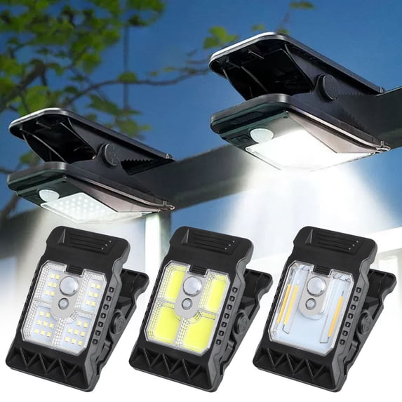 Solar Clip Lamp with Human Body Sensing | Solar Charging | Waterproof Outdoor Indoor Wall Light | Warm White | Wireless Easy Install | Intelligent Light Control | Long-Lasting for Courtyard Garden