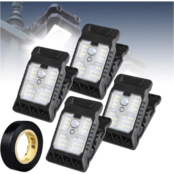 Solar Clip Light with Motion Sensor, Clamp on Solar Motion Light, Solar-Powered LED Light for Outside Fence, Waterproof, 3 Modes 3 Mounting Ways for Fence, Wall, Garage, Patio Umbrella
