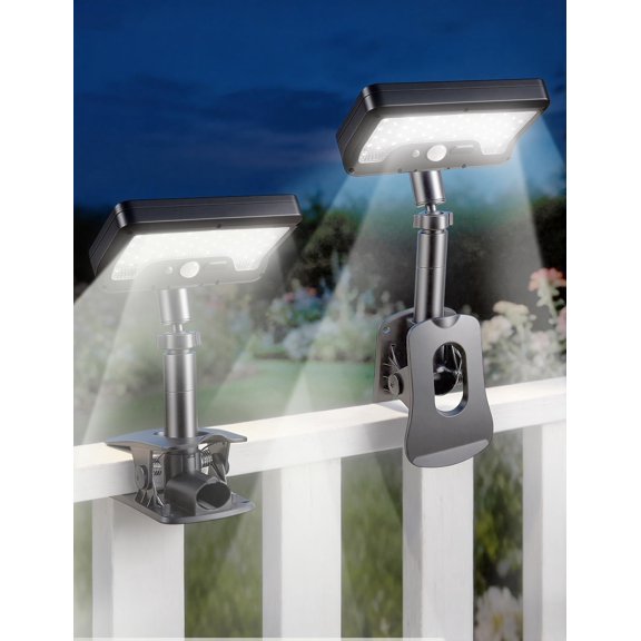 Solar Clip Light with Motion Sensor, Clip Solar Lights Outdoor, 360?Rotatable & 45?Up-Down Adjustable Solar Fence Ligh, Modes,Solar Light for Garden Garage