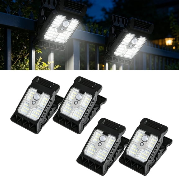 Solar Clip Light with Motion Sensor, IP65 Waterproof Outdoor Security Light-High-Output LED with Auto On/Off for Fence, Garden, Garage, Stairs-Powerful Wireless Solar Clamp Lighting, Easy Install