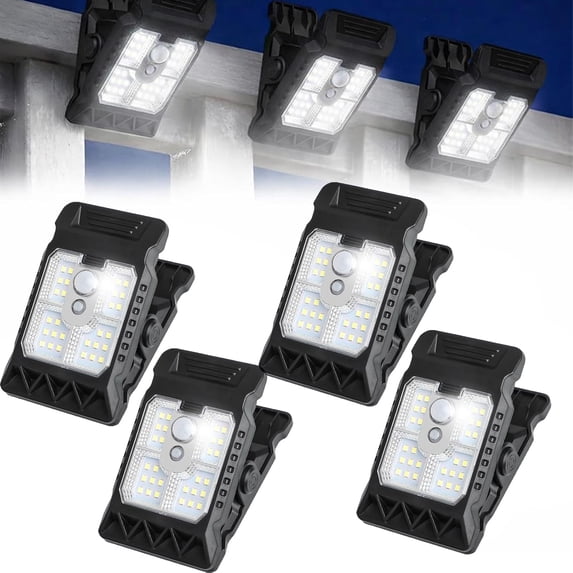 Solar Clip Light with Motion Sensor, Portable Waterproof LED Outdoor Light for Fence, Patio, Garage, and Garden Decoration