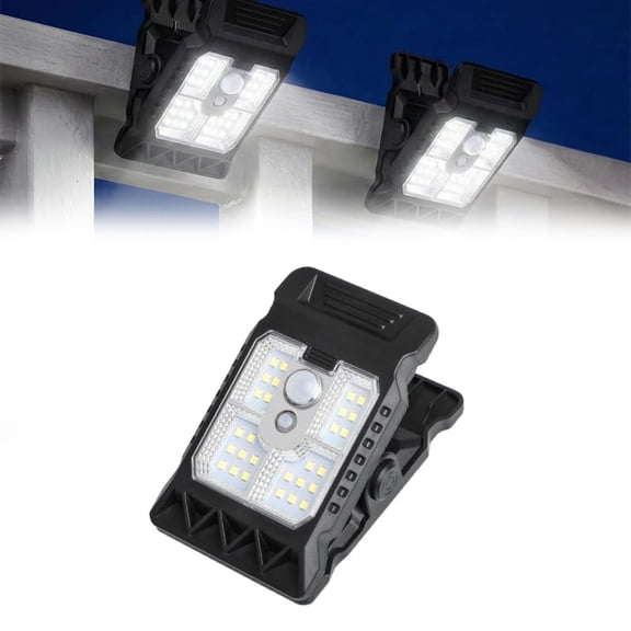 Solar Clip Light with Motion Sensor – Waterproof Portable Outdoor LED Light, 3 Modes, Clip-On for Fence, Patio, Garage, Camping & Yard