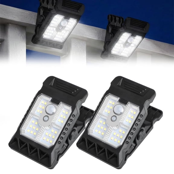 Solar Clip Light with Motion Sensor – Waterproof Portable Outdoor LED Light, 3 Modes, Clip-On for Fence, Patio, Garage, Camping & Yard