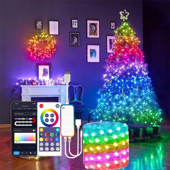 Solar Clip Smart Light String With Remote Control,Smart LED Strip Lights, Smart Leather Line Bar, App Control And Music Sync LED Lights For Bedroom