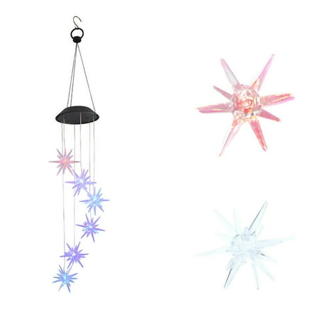 Solar Color Changing LED Shell Wind Chimes Light Lamp Hanging Home Garden Decor(Sea Urchin)