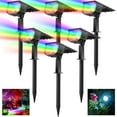 thumbnail image 1 of Solar Color Changing Spot Lights Outdoor 6 Pack, 9 Multicolored Modes, IP65 Waterproof USB & Solar Powered Landscape Spotlight, 45 LEDs Bright Garden Lighting, Uplight for Tree, Yard, Outside, 1 of 6