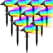Solar Color Changing Spot Lights Outdoor, Waterproof Solar Halloween Lights, 7 Modes Multicolor RGB Landscape Spotlight for Garden Yard Driveway Lawn Patio Pathway Christmas Decorations 10 Pack