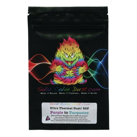 Solar Color Dust, Ultra Thermal Dust Heat Sensitive Powder, Changes from Purple to Turquoise at 86 degrees F and warmer, 10 gram bag