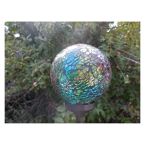 Solar Colorful Ball Lights, Mosaic 3.5" Glass Ball Multi-Color Color Changing LED Garden Stake Yard Light