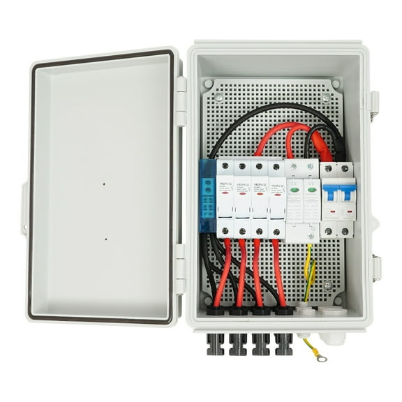 Solar Combiner Box PV Combiner 63A Circuit Breaker 4 String for Solar Panel Kit