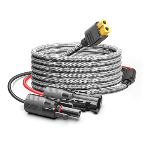 Solar Connector to XT60 Adapter Extension Cable Solar Panel 60W 110W 160W 220W 400W, Compatible with Anker Powerhouse ECOFLOW River Delta Rockpals Portable Power Station Solar Generator 11Ft