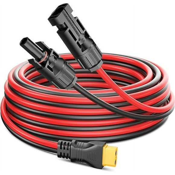 Solar Connector to XT60 Cable (10AWG 2ft), Pixelman Solar to XT60 Charging Wire for Solar Panel Ecoflow Generator, Solar to Injection Molding XT60 Adapter Extension Cord for Portable Power Station