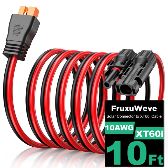 Solar Connector to XT60i Charge Extension Cable, 10FT Adapter Cable to Solar Panel Charging Wire for Battery Portable Power Station Solar Generator