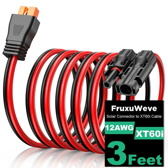Solar Connector to XT60i Charge Extension Cable, 3FT Adapter Cable to Solar Panel Charging Wire for Battery Portable Power Station Solar Generator