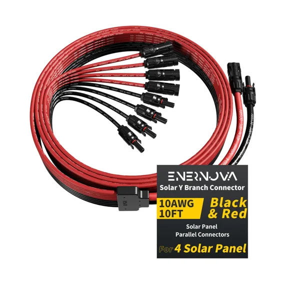 Solar Connectors for 2-3-4 Solar Panels,Tool-Free Solar Panels Connectors,Waterproof Solar Panel Splitter, 10Ft 2 to 8 Y Branch Parallel Adapter for Solar Cable Extension