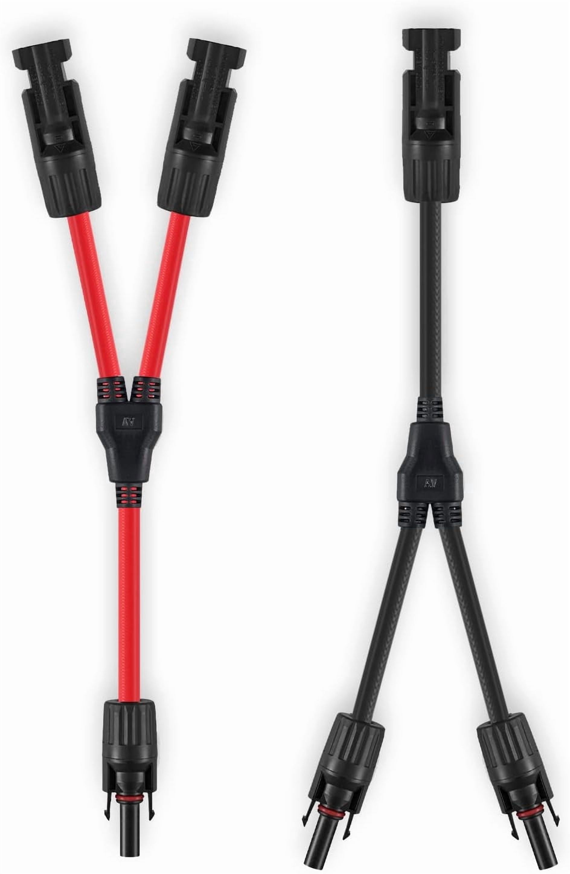 Solar Connectors 30A Y-Branch Cable, Solar Cable Parallel Adaptor Solar Panel Wire Connectors in Pair for Solar Panel (1*M/FF+1*F/MM)