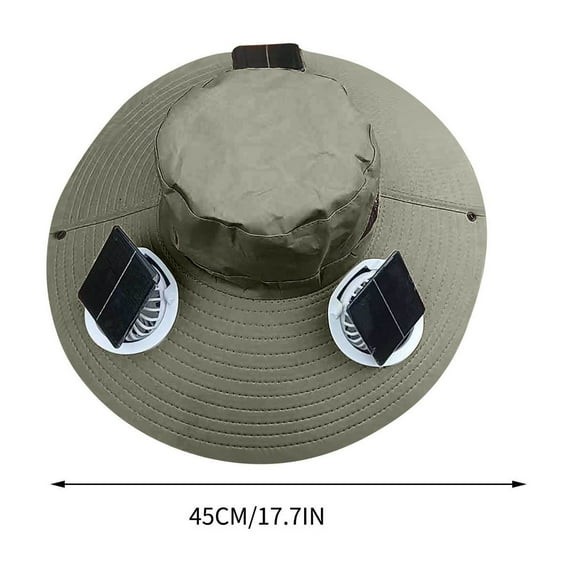 Solar Cooling Hat Triple-Fan System 4.72 Inch Brim UPF50+ Ventilation Adjustable Headband Fishing Hat with Dual-Charge Power for Outdoor Expeditions(Gray)