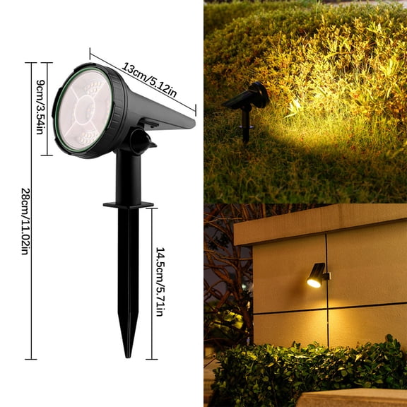 Solar Courtyard Lights Outdoor - Waterproof Floor Mounted Garden & Tree Spotlights, 55 LED Warm/White Light, Auto On/Off, 1200mAh Battery, ABS+PC Weatherproof - Easy Install for Patio, Lawn, Yard