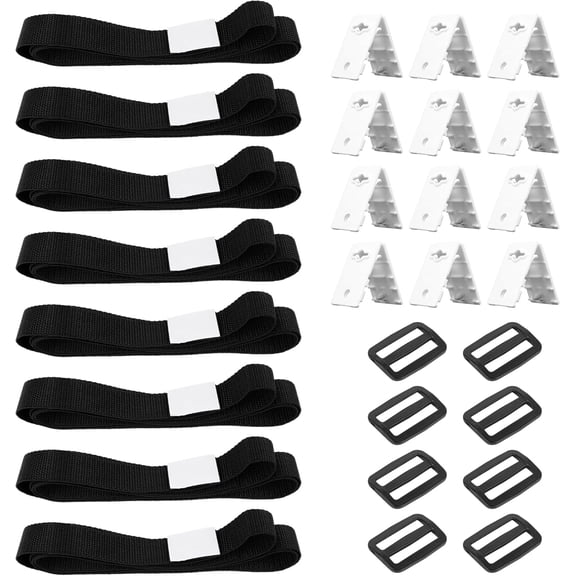 Solar Cover Reel Attachment Kit, Solar Cover Reel Blanket Straps and Clips for Universal Inground Swimming Pool - Including 8 Adhesive Nylon Straps & Tabs, 8 Cord Plates, 8 Buckles