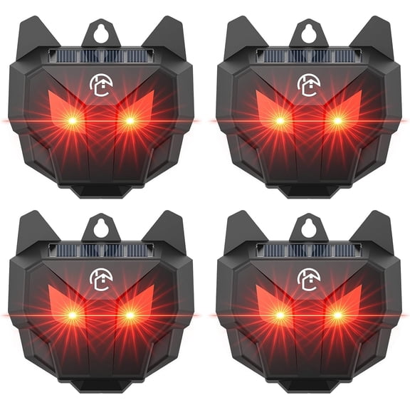 Solar Coyote Deterrent Predator Lights - Nocturnal Animal Repeller with Red LED Flashing Lights for Chicken Coop, Yard & Garden Protection Against Raccoons, Foxes, Deer, Skunks, Hawks