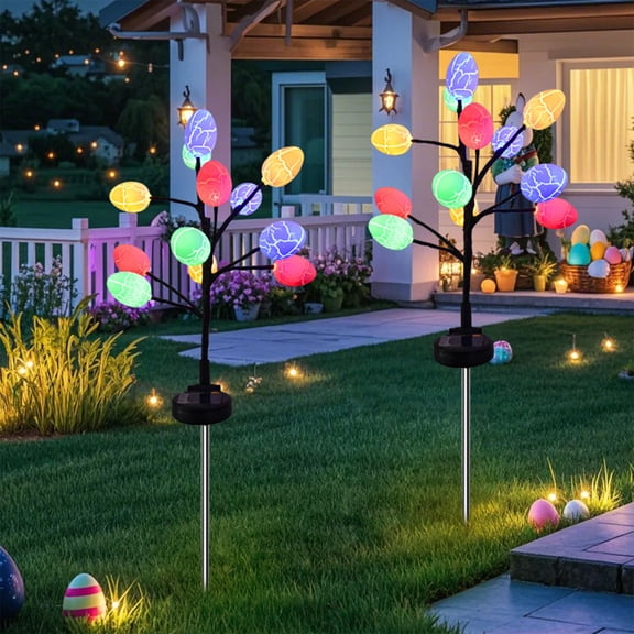 Solar Crackle Egg Garden Stake Lights - Waterproof Outdoor Easter Lights for Garden Paths, Flower Beds, Patios, Yard Walkways, and Spring Holiday Landscape Decor Embellishments, 26in, A