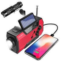 Solar Crank Radio, AM/FM/Noaa Weather Radio Comes with 2000mAh Power Bank and Flashlight, Portable Emergency Radio for Travel, Camping and Picnics