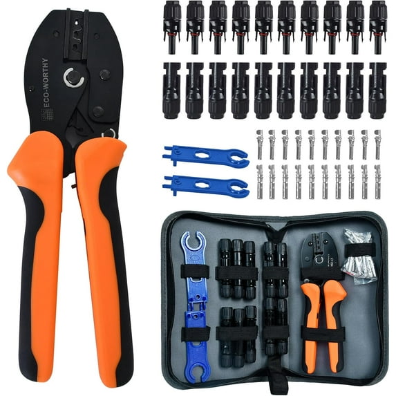 - Solar Crimping Tool Kit 13-Piece Solar Tool - A Set of Crimpers, 10 Pairs of Solar Connectors, 2 Pairs of Solar Connector Wrenches, for Solar Panel Cable Assembly and Installation