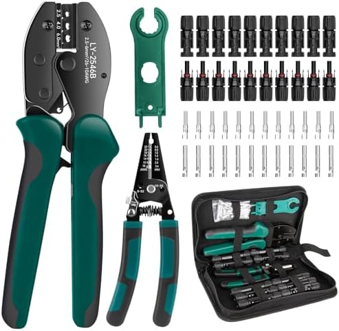 TCEUMIK 123-Piece Solar Crimper Tool Kit – 30 Pairs Of Connectors, Pins, Wrenches & Crimper For 2.5/4/6mm² Cables