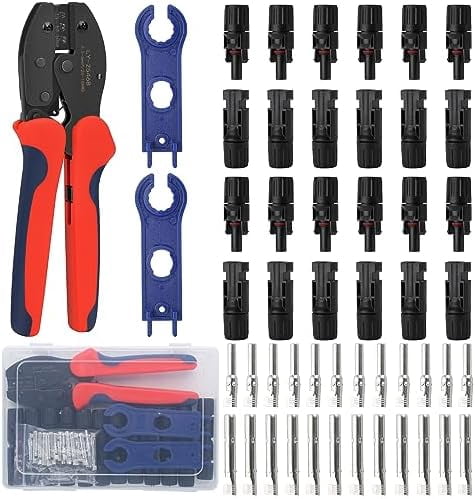 Solar Panel Crimping Tool Kit With 12 Pairs Connectors & Wrenches, For 2.5-6mm²/10-14AWG Cable