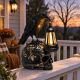 Solar Crow Lantern Gothic Garden Statue, Black, 8.27 x 6.42 x 5.12 ...