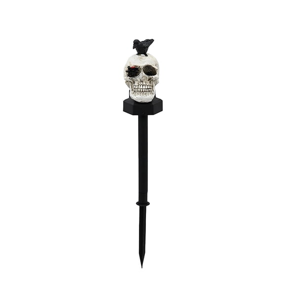 Solar Crow Skull Garden Stake Light Halloween Decoration Outdoor Skeleton Head Decorative Path Lights for Pathway Yard Porch Lawn Party Decor