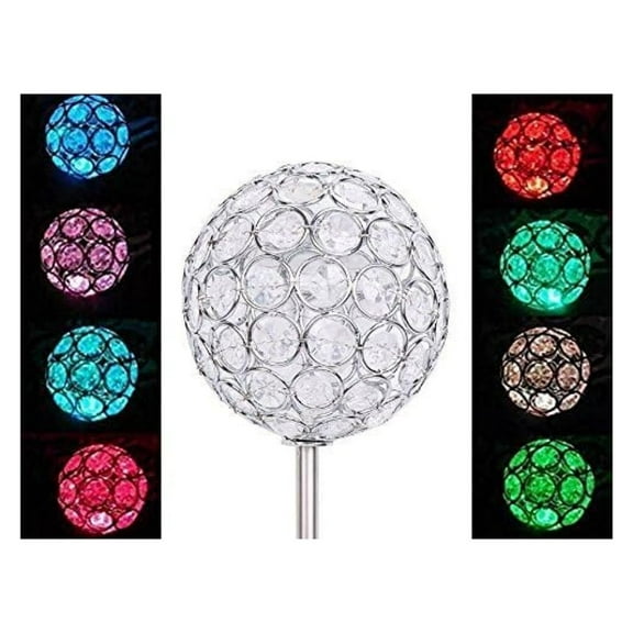 Solar Crystal Globe Light, Solar Power Multi-Color Color Changing LED Decorative Stake Garden Yard Light