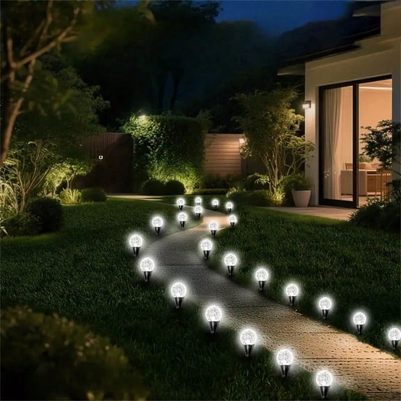 Solar Crystal Globe Pathway Lights 30LEDS Waterproof Outdoor Garden Pilot Light String For Lawn Party Wedding Christmas Decor