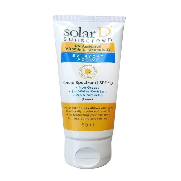 Solar D Everyday Active Sunscreen With SPF50 UV Activated Vitamin D technology 50ml