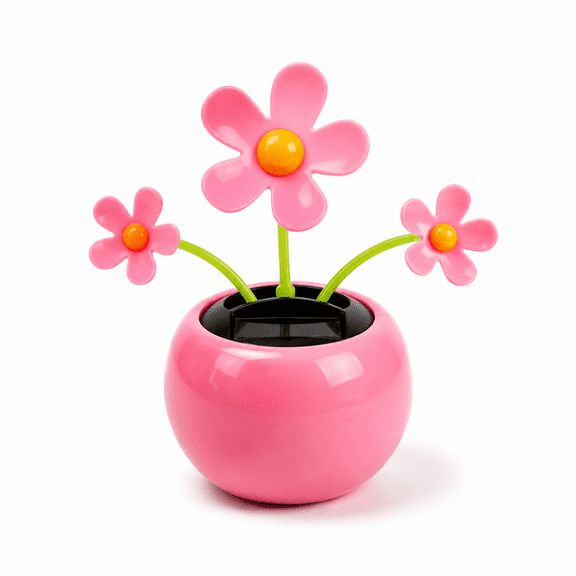 Solar Dancing 3-Petal Flower Pot Car Decor, Auto Dashboard Swing Flower Ornament, Solar Powered Wobble Daisy Potted Plant Interior Car Accessory