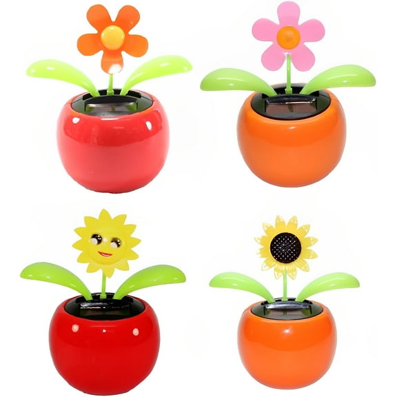 Solar Dancing Flowers in Colorful Pots Decoration Gift - 4 Pack