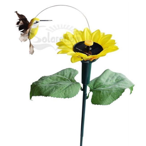 Solar Dancing Hummingbird with Sunflower Yard Stake