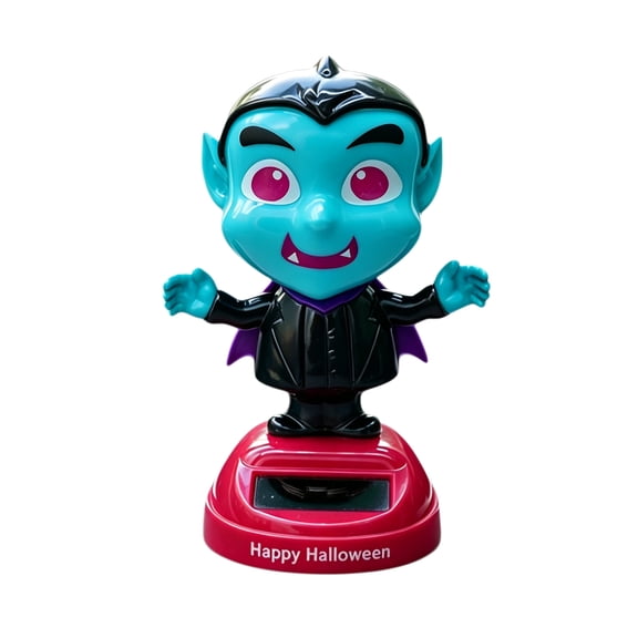 Solar Dancing Vampire Car Dashboard Figurine 3.94 Inch ABS Light Powered Shaking Head Ornament for Auto Interior Office Porch Halloween Decor Gift