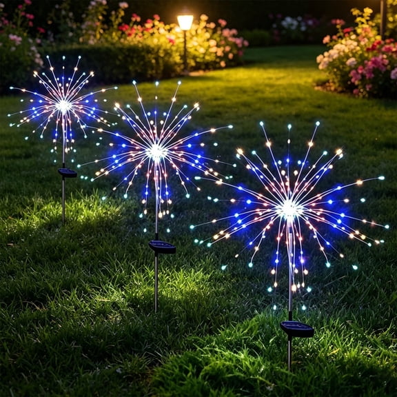 Solar Dandelion Firework Garden Light Outdoor Lawn Lamp, Energy Saving Waterproof Auto Lighting Decor, for Garden Patio Yard Landscape Party Decoration Lovers