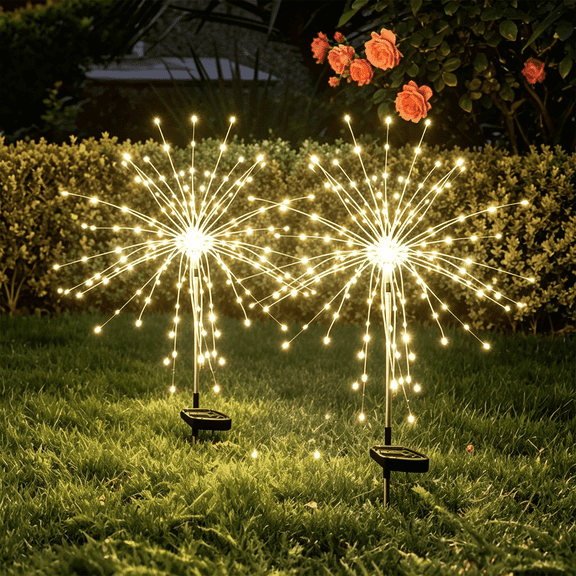 Solar Dandelions Lights Outdoor Waterproof - Solar Powered Garden Stake Lights for Lawn Patio Decor - Auto On Off Ground Lights for Yard Pathway Walkway Landscape - Set of 2 Solar Lamp