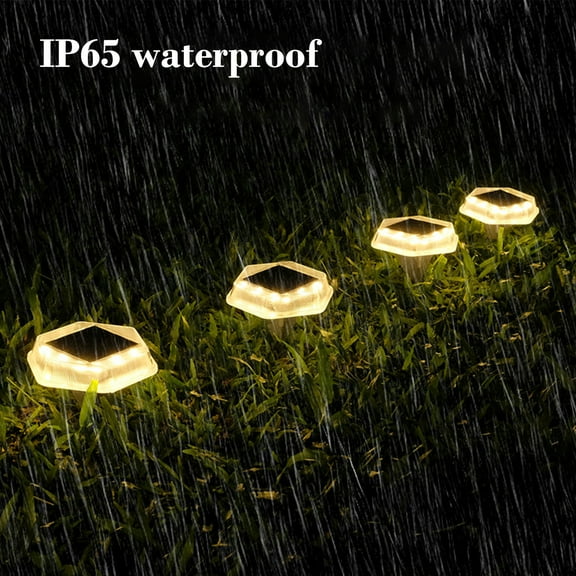 Solar Deck Dock Lights Hexagon Warm White Step Lights Outdoor Waterproof Solar Powered for Driveway Post Fence Stairs Yard Patio Pathway Porch
