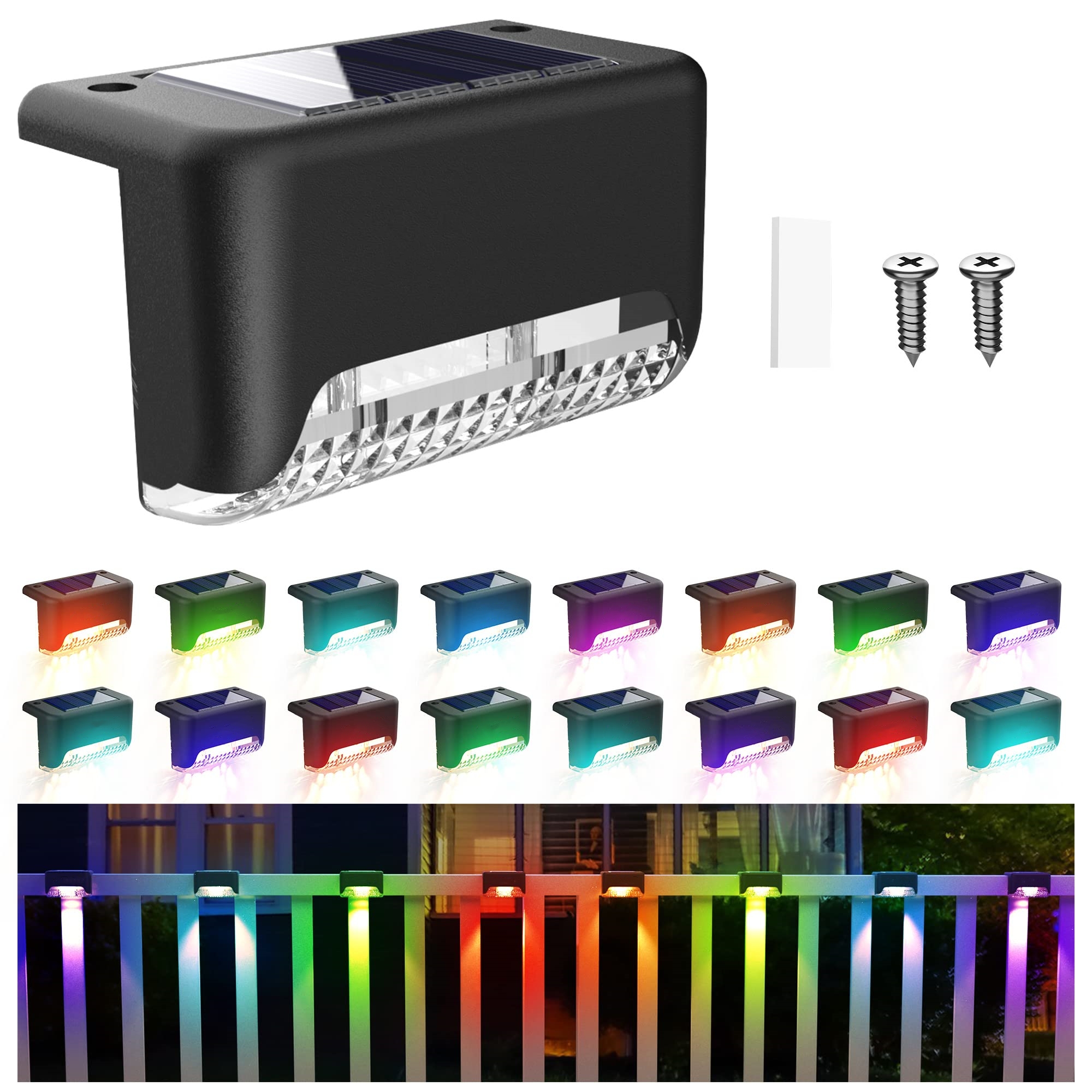 Solar Deck Light 16 Pack Deck Lights Solar Powered Color Changing