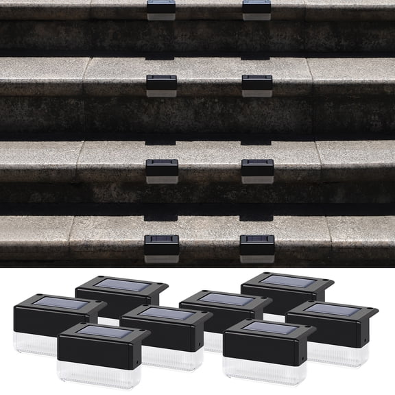Solar Deck Light 8 Piece Set LED Light Suitable for Outdoor Stairs Stairs Steps Fence Courtyard Patio Terrace Pathway