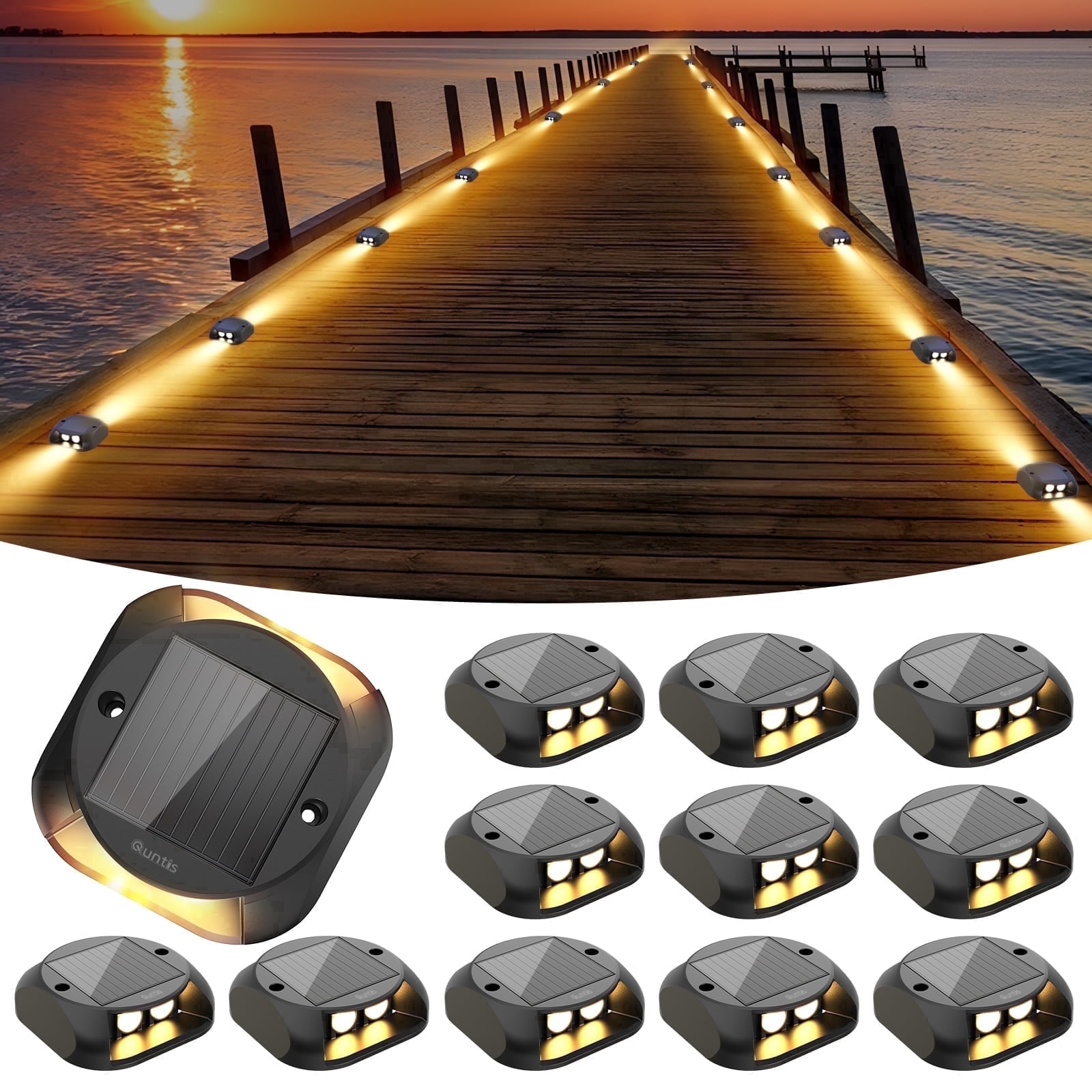 Solar Deck Lights 12 Pack, Solar Driveway Lights Outdoor Dock Marine ...