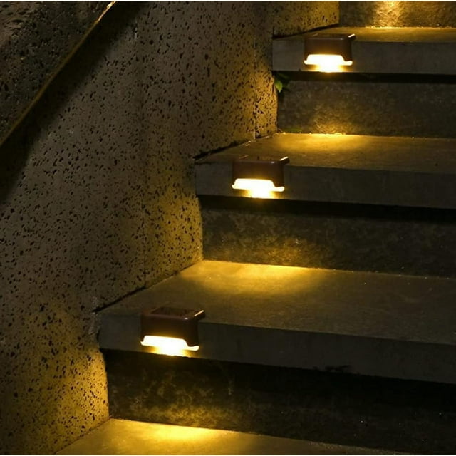 Solar Deck Lights 4 Pack, Waterproof Led Lights for Outdoor Stairs