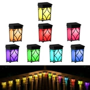 Solar Deck Lights, 8 Pack Solar Fence Lights with 2 Modes Lighting Warm White/RGB, Solar Outdoor Lights Waterproof for Wall, Fence, Patio, Stair, Landscape, Garden,Yard, Holiday Decor