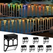 Solar Deck Lights, 8 Pack Solar Fence Lights with 2 Modes Lighting Warm White/RGB, Solar Outdoor Lights Waterproof for Wall, Fence, Patio, Stair, Landscape, Garden,Yard, Holiday Decor