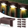 thumbnail image 1 of Solar Deck Lights 8 Pack Solar Fence Light Solar Powered Outdoor Step Light IP65 Waterproof LED Solar Pathway Light for Deck Fence Railing Garden Patio Stair Yard (Brown Shell,Warm Lighting), 1 of 7